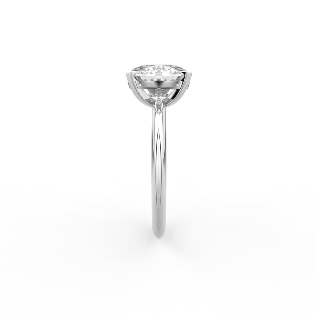 18K Two Tone Solitaire Cushion Diamond Engagement Ring — SIDE