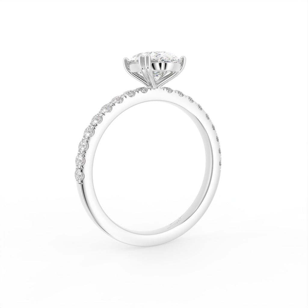 18K Solitaire Oval Diamond Engagement Ring — 3D VIEW