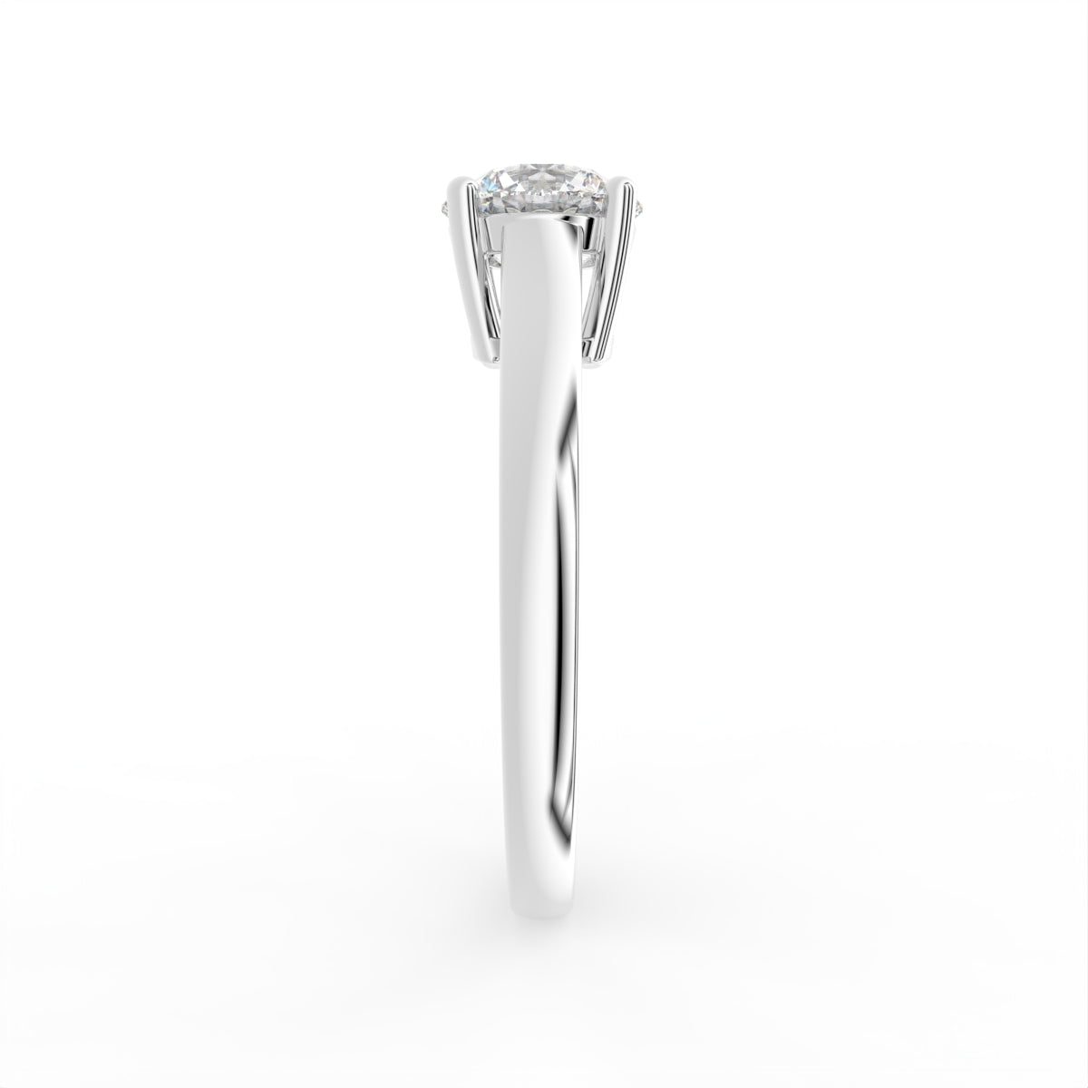 18K Solitaire Diamond Engagement Ring — SIDE