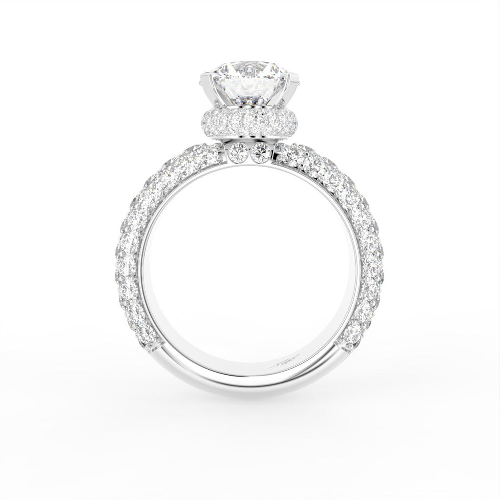 18K Halo Round Brilliant Diamond Engagement Ring — FRONT