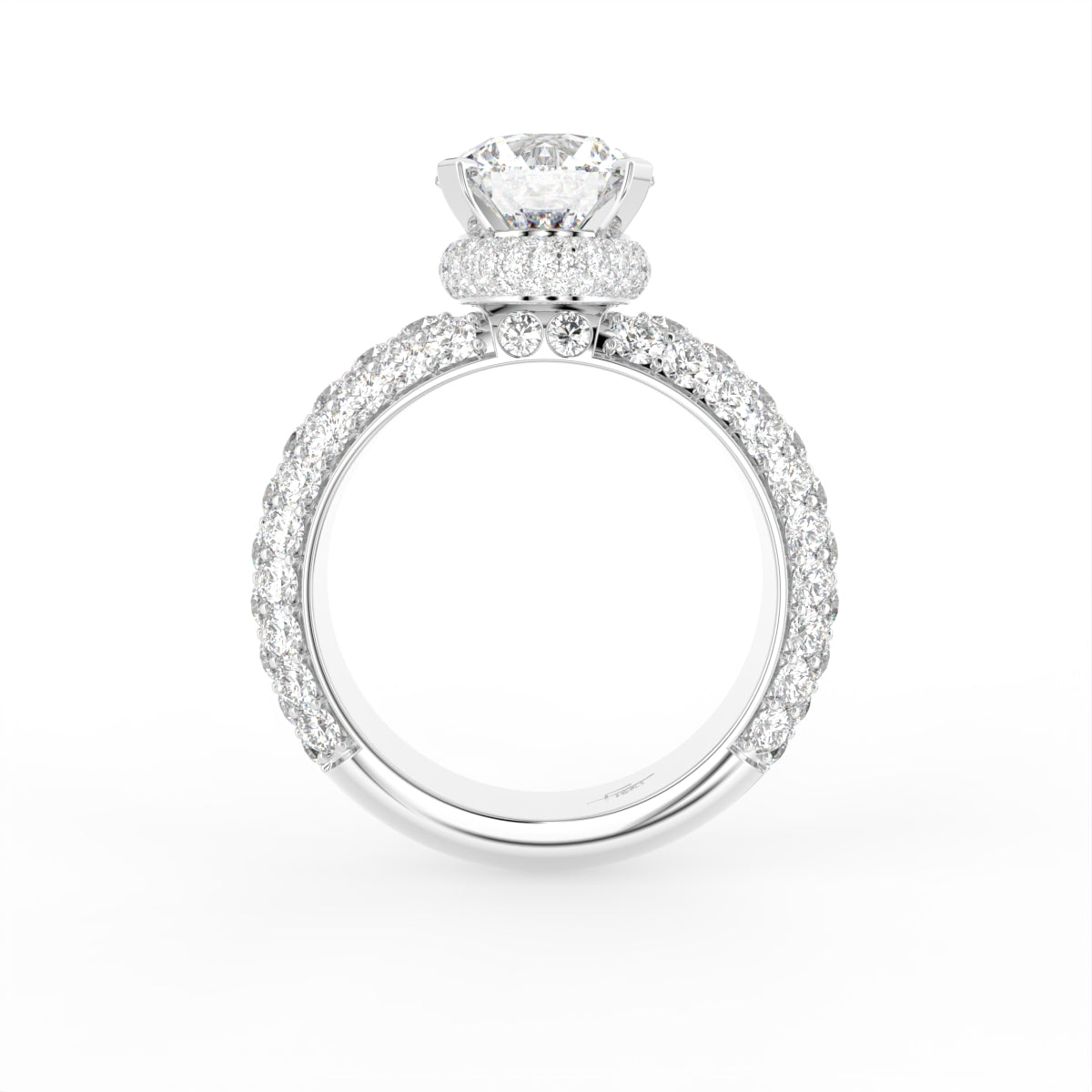 18K Halo Round Brilliant Diamond Engagement Ring — FRONT