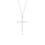 vimg:FJ3351|vimg:FJ3347|14K White Gold Cross Baguette Diamond Pendant — FRONT