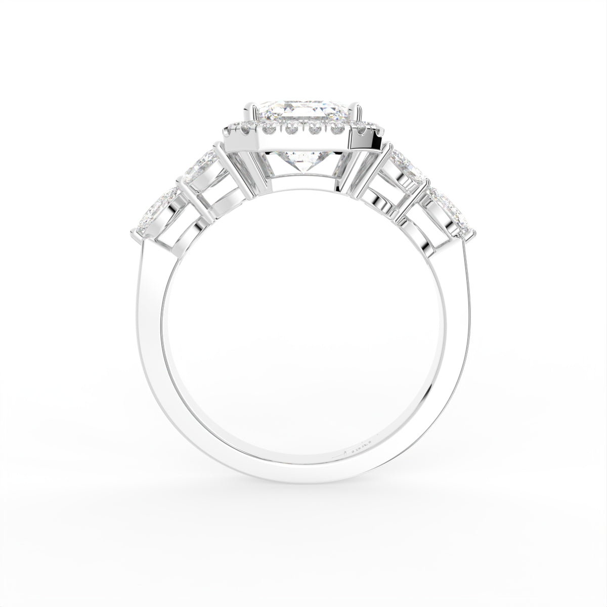 vimg:Z00223|18K Bespoke Emerald Cut Diamond Engagement Ring — FRONT