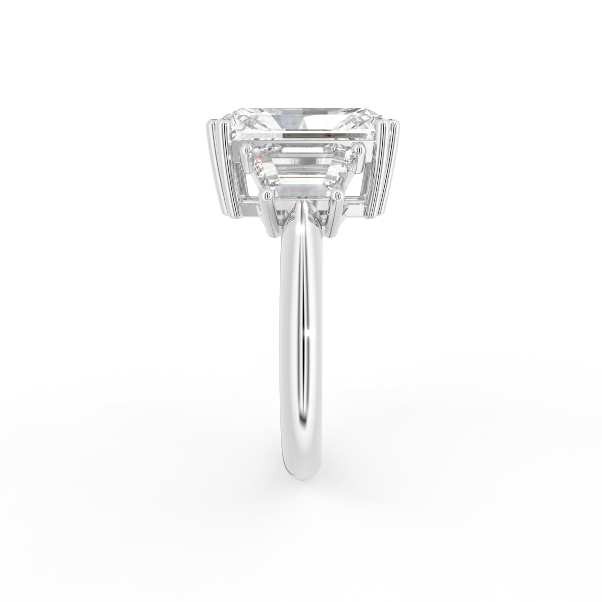 18K Trilogy Radiant Diamond Ring — SIDE