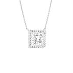 18K Solitaire Halo Princess Diamond Pendant — 3D VIEW
