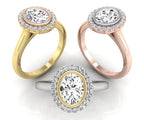 18K White Gold Oval Halo Diamond Engagement Ring — 3 COLOR
