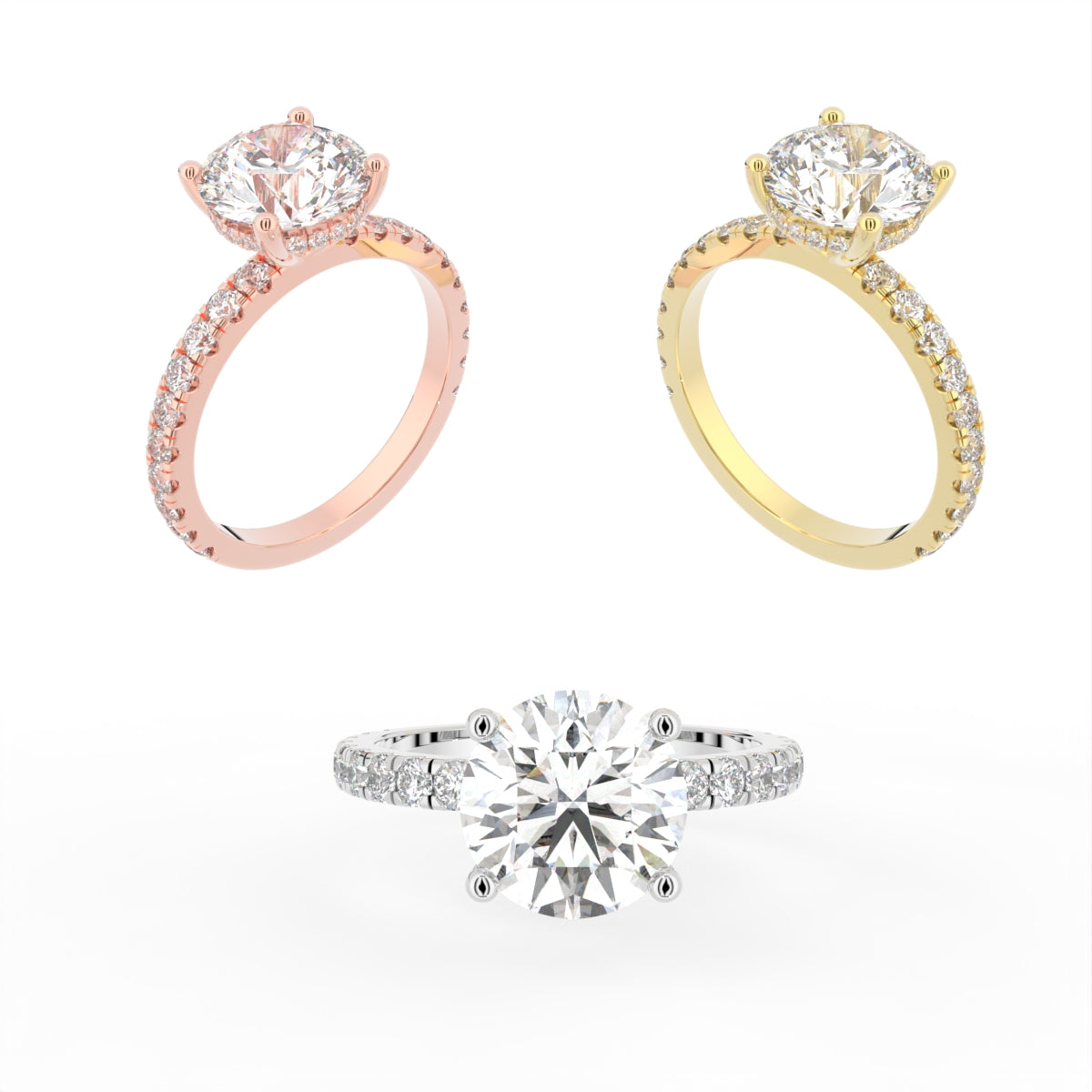 18K Solitaire Diamond Ring — 3 COLOR