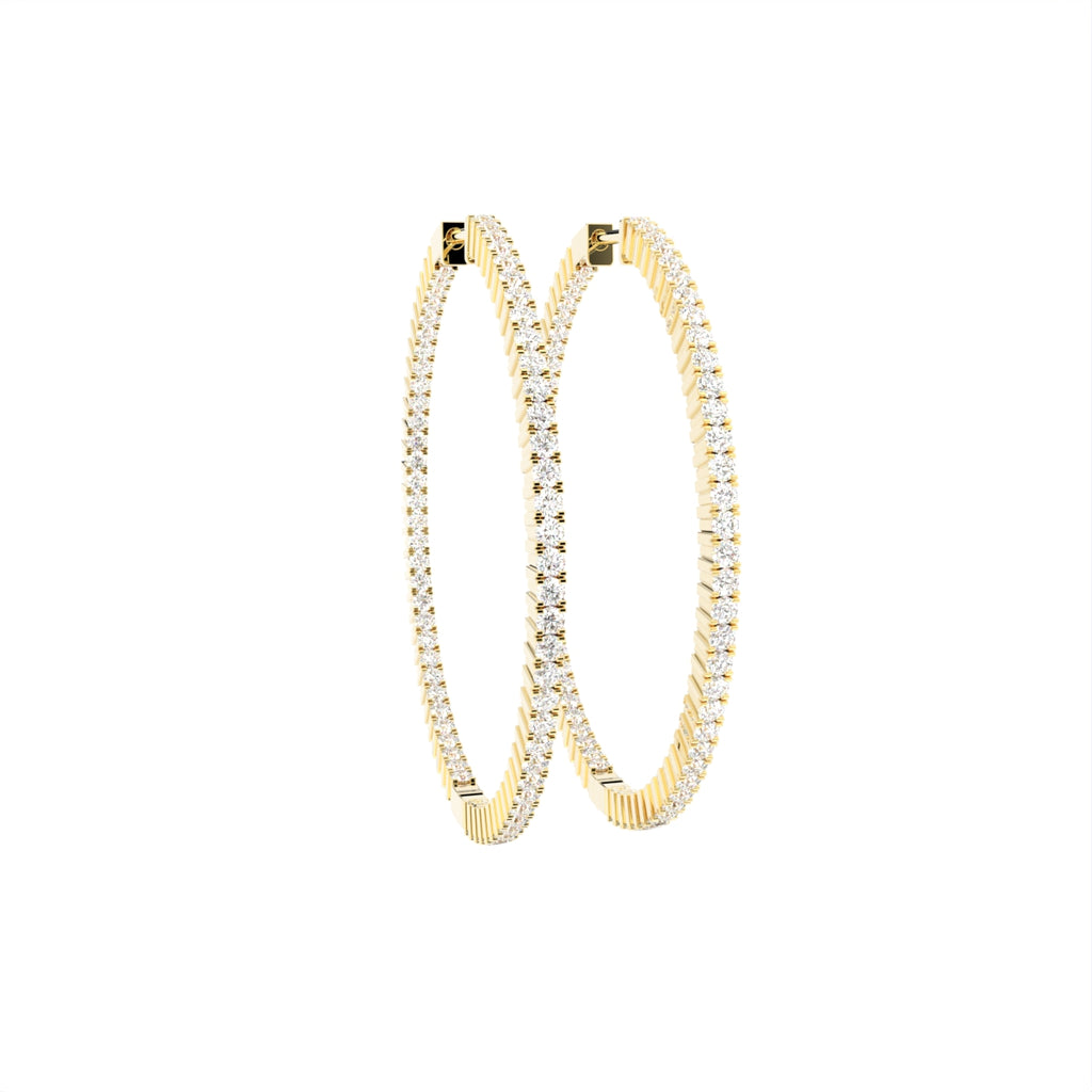 18K Diamond Hoop Earrings — 3D VIEW
