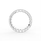14K White Gold Eternity Emerald Diamond Ring — FRONT