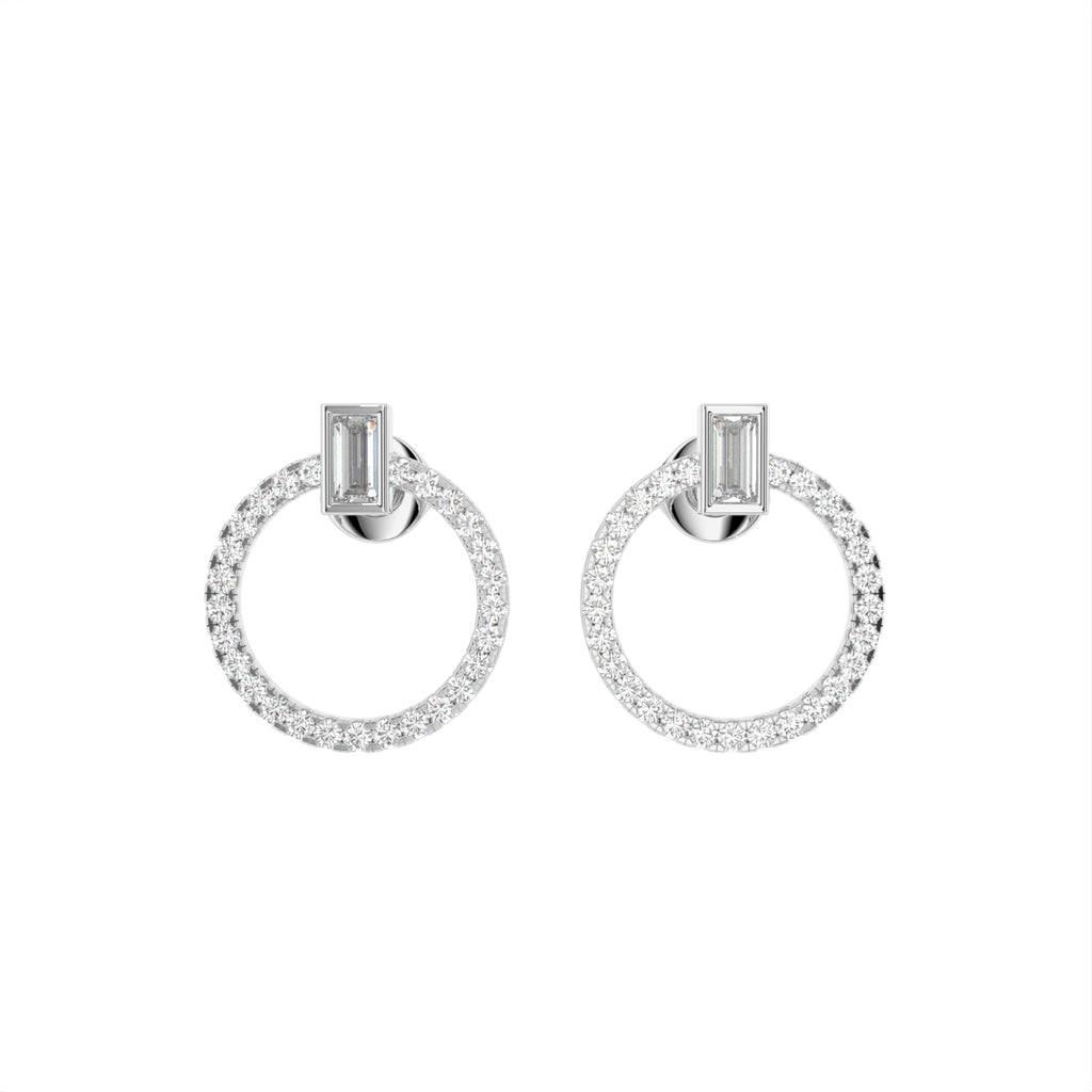 18K Round Diamond Hoop Earrings — TOP