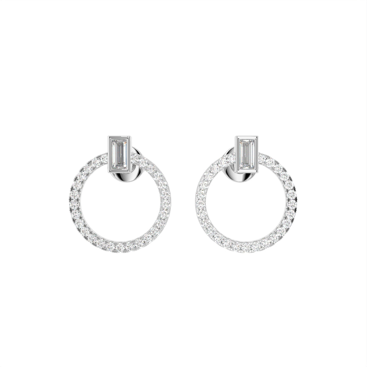 18K Round Diamond Hoop Earrings — TOP