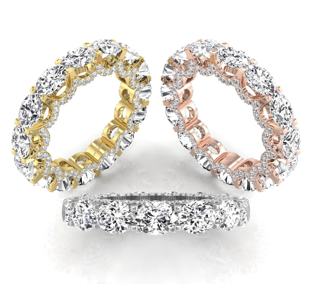 18K Full Eternity Oval Diamond Ring — 3 COLOR