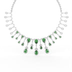 18K Green Pear and Diamond Fringe Necklace — 3D VIEW