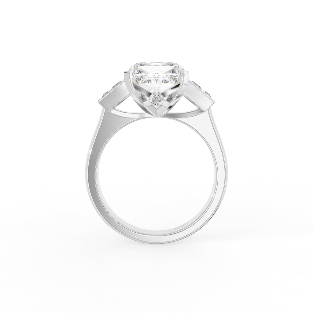 18K Trilogy Emerald Diamond Ring — FRONT