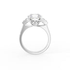 18K Trilogy Emerald Diamond Ring — FRONT