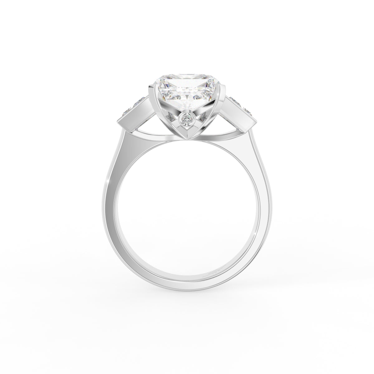 18K Trilogy Emerald Diamond Ring — FRONT