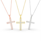 18K Cross Round Diamond Pendant — 3 COLOR