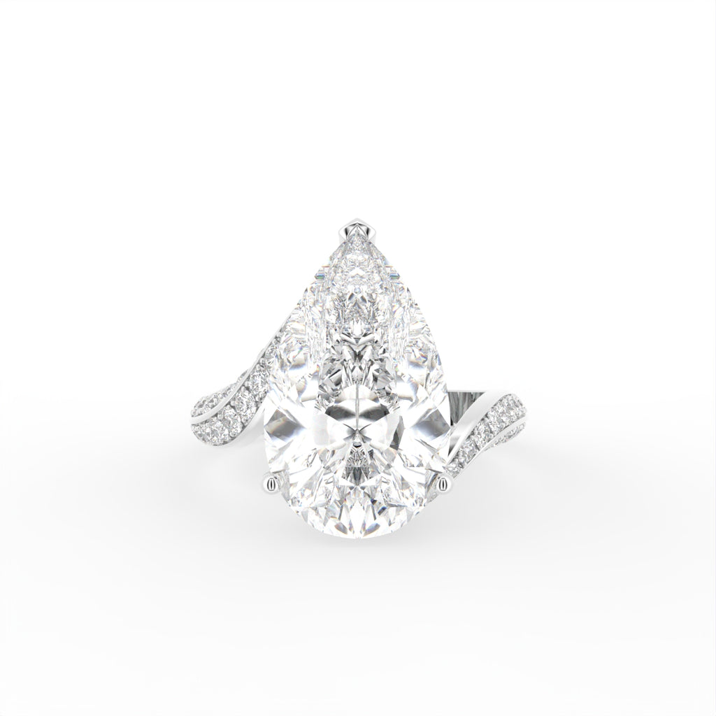 18K White Gold Pear Solitaire Diamond Ring — TOP
