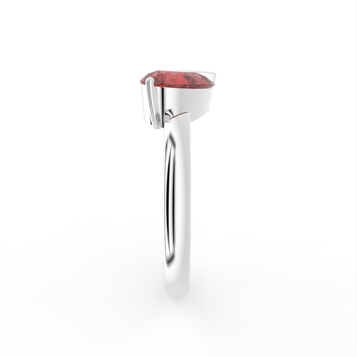 18K Solitaire Heart Diamond Ring — SIDE
