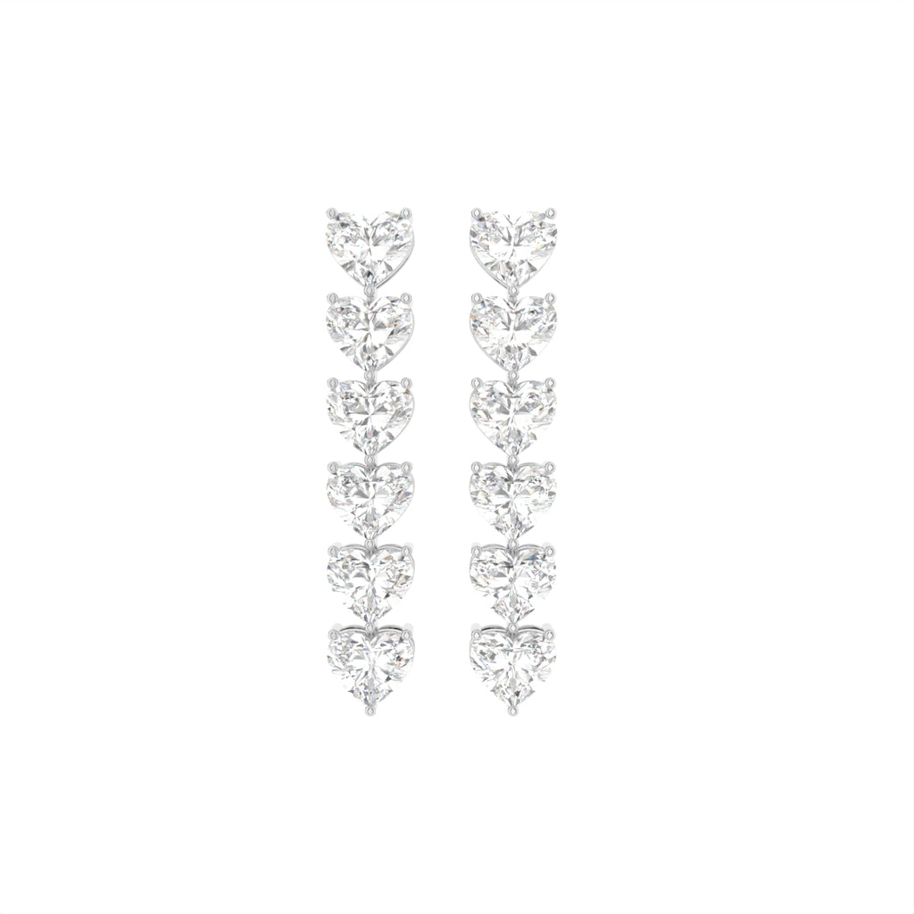 18K Heart Diamond Drop Earrings — TOP