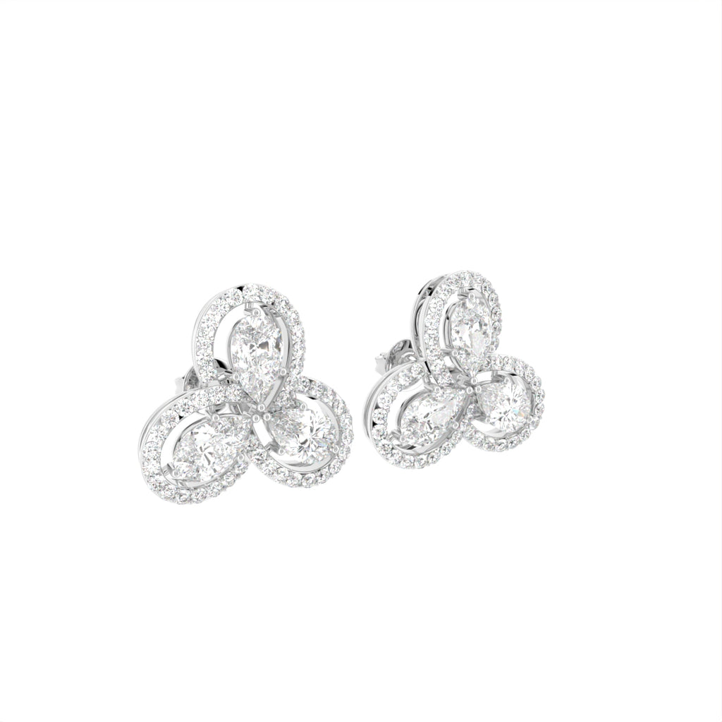 14K Pear Diamond Earrings — 3D VIEW