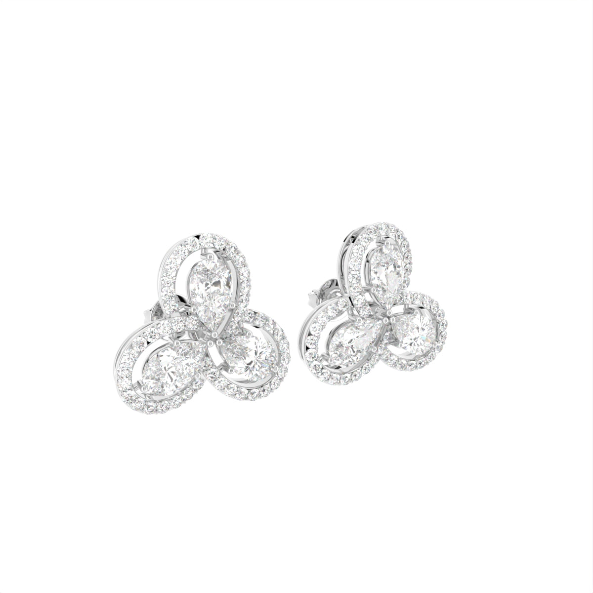 14K Pear Diamond Earrings — 3D VIEW