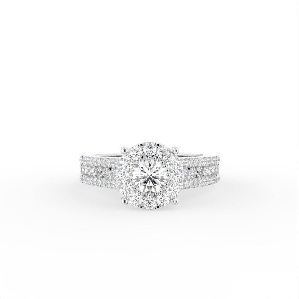 18K Halo Round Diamond Ring — TOP