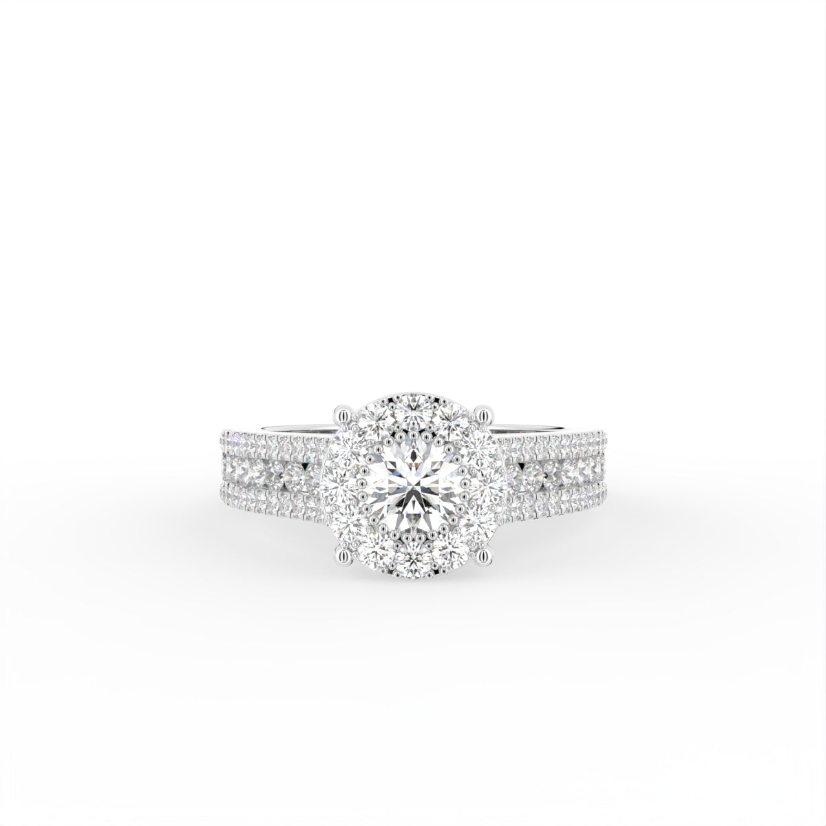 18K Halo Round Diamond Ring — TOP
