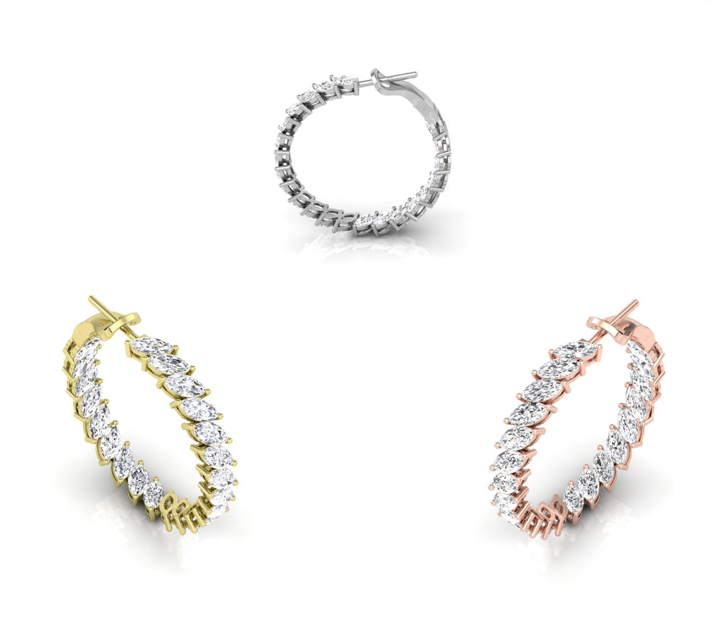 vimg:FJ6125|vimg:FJ6583|18K White Gold Marquise Diamond Hoop Earrings — 3 COLOR