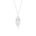 18K White Gold Leaf Baguette Diamond Pendant — FRONT