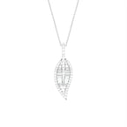 18K White Gold Leaf Baguette Diamond Pendant — FRONT