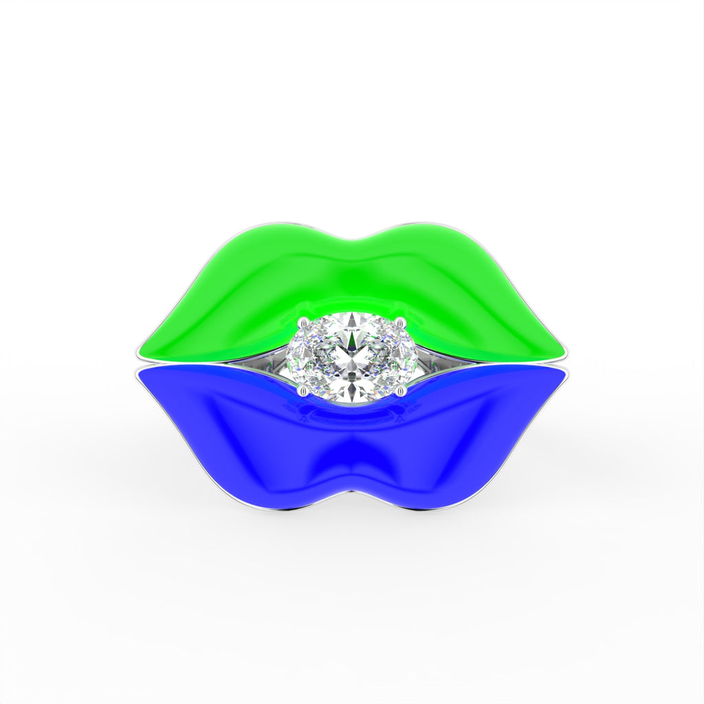 18K Bespoke Oval Diamond Ring — TOP