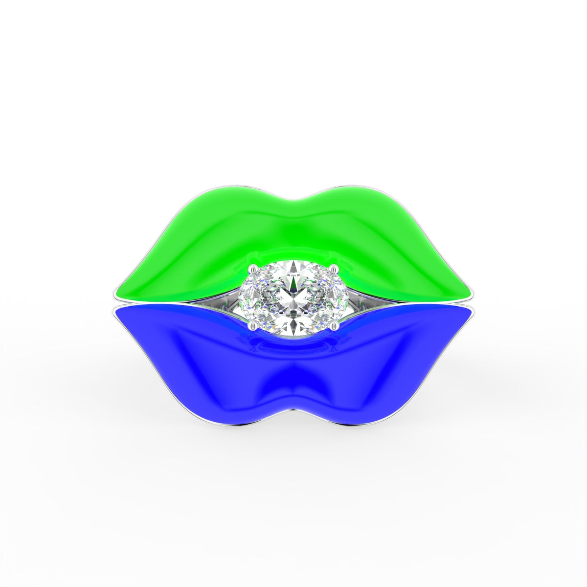 18K Bespoke Oval Diamond Ring — TOP