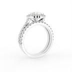 18K Halo Oval Diamond Engagement Ring — 3D VIEW