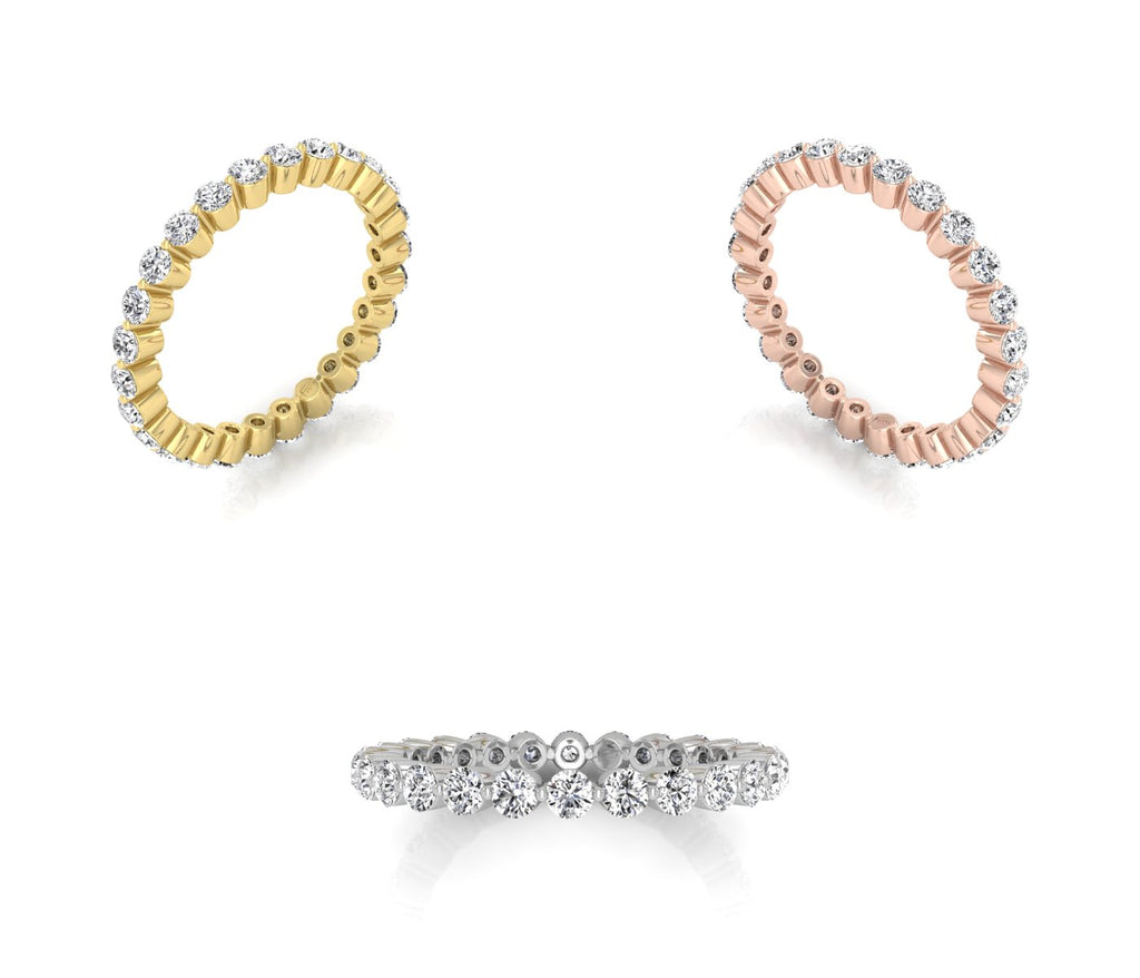 18K Rose Gold Round Diamond Full Eternity Ring — 3 COLOR