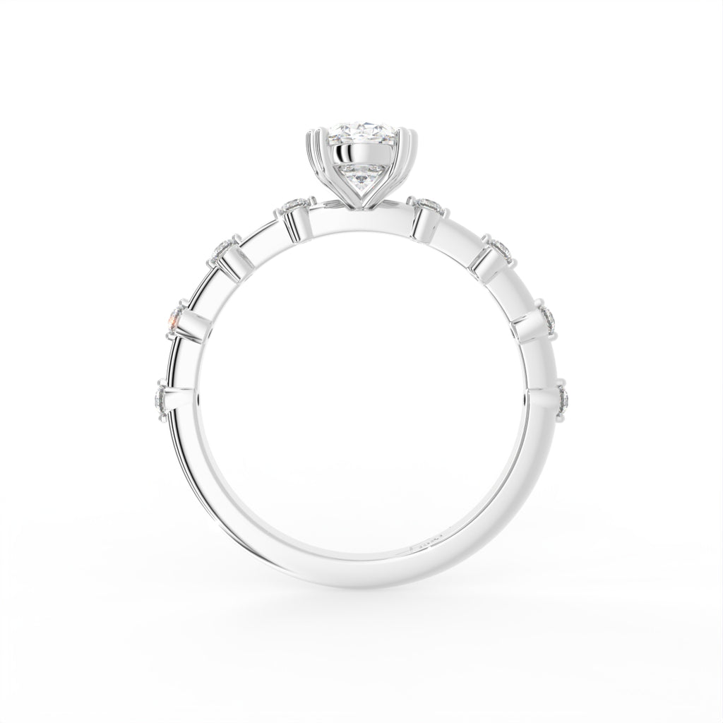 18K Bespoke Oval Diamond Engagement Ring — FRONT