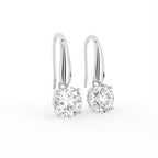 18K Round Diamond Drop Earrings — 3D VIEW