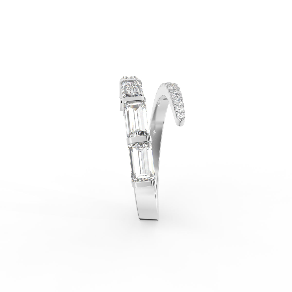 18K Bespoke Spiral Round Diamond Ring — SIDE