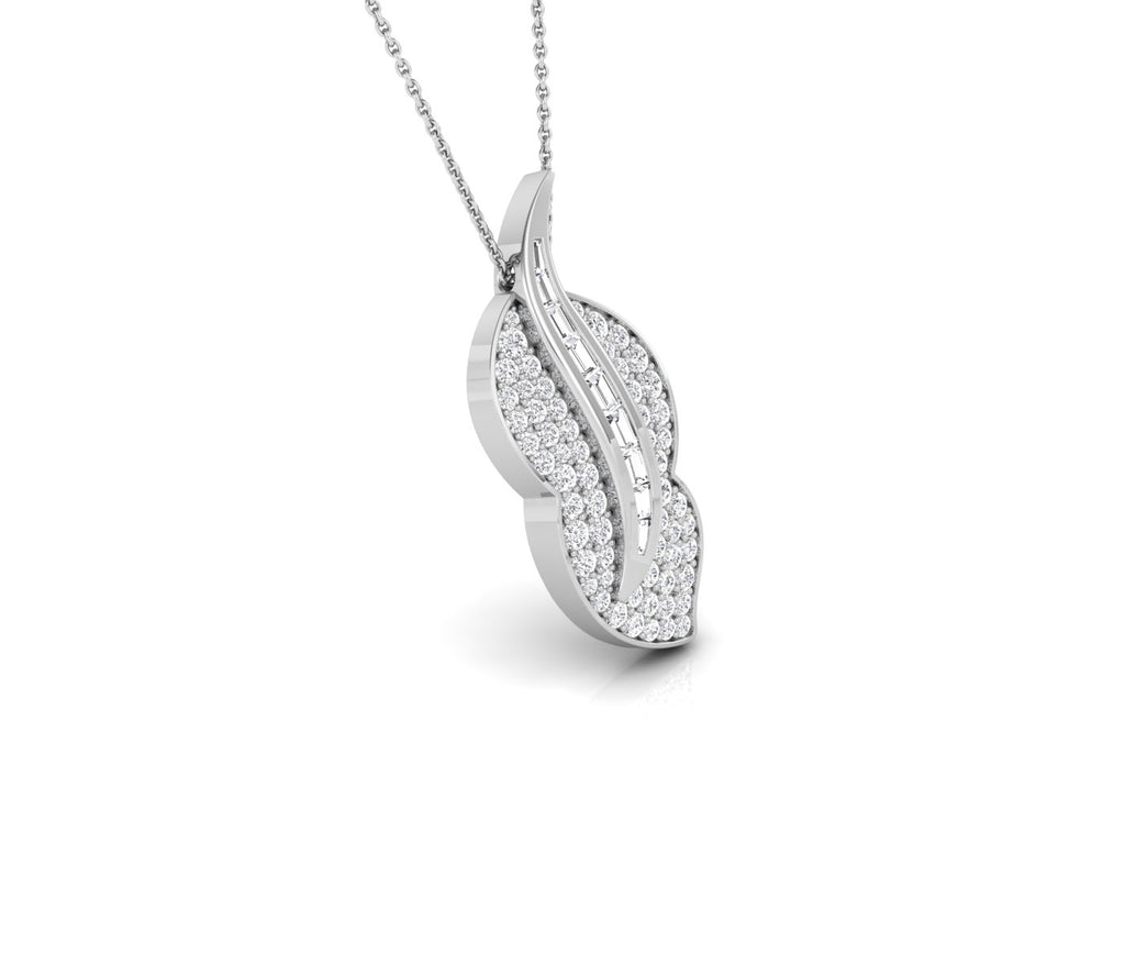 14K White Gold Floral Baguette Diamond Pendant — RIGHT
