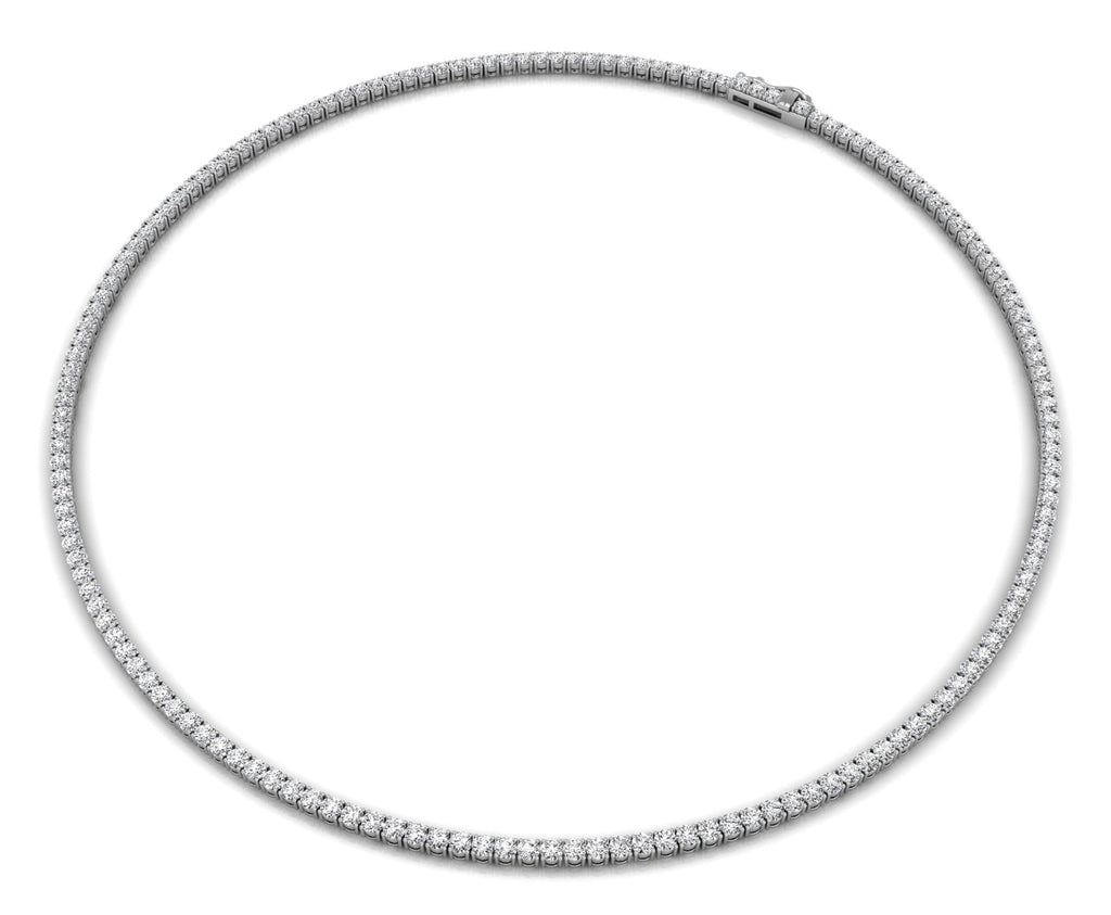 18K Round Brilliant Tennis Diamond Necklace — 3D VIEW