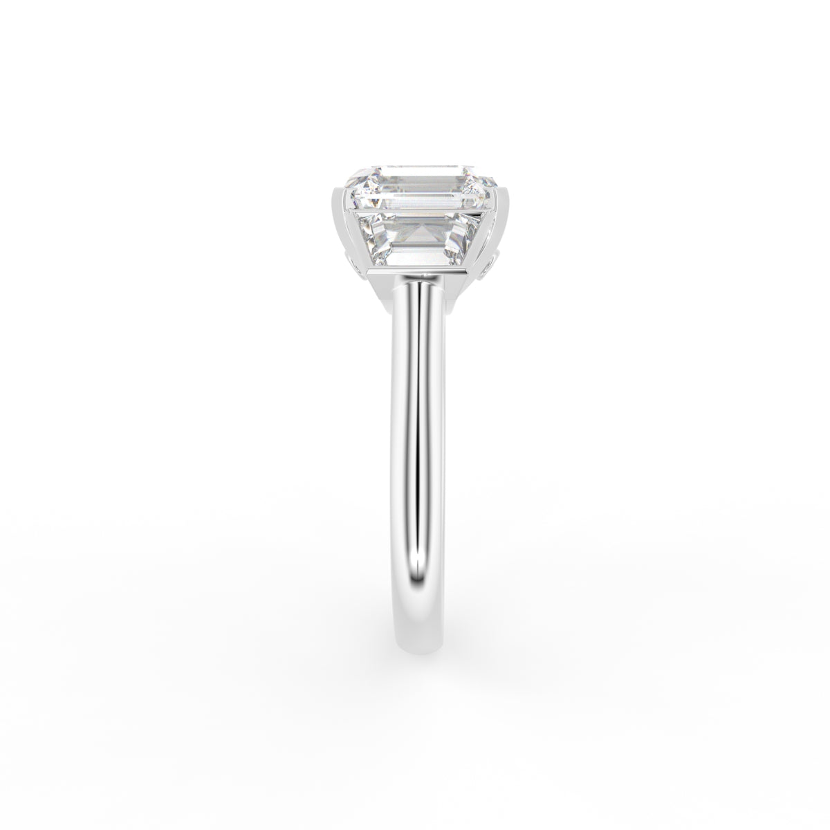18K Trilogy Emerald Diamond Ring — SIDE