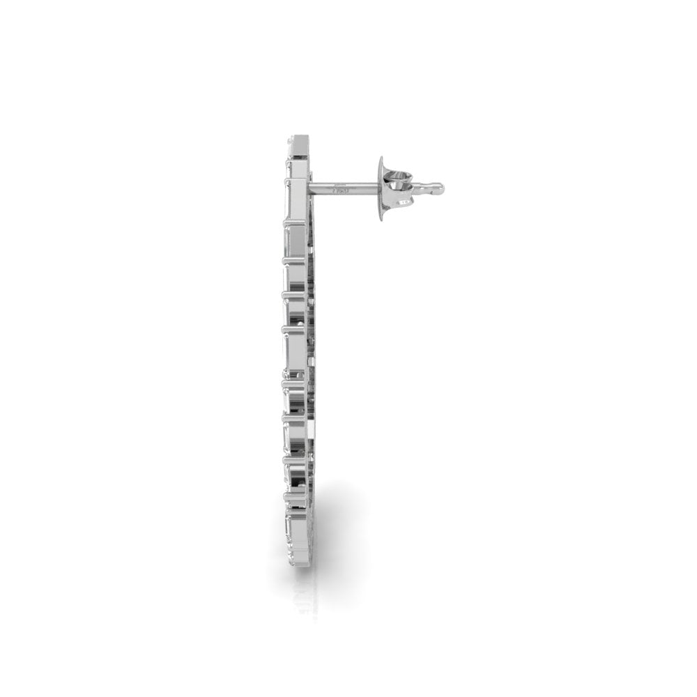 18K Baguette Diamond Moon Earrings — SIDE VIEW
