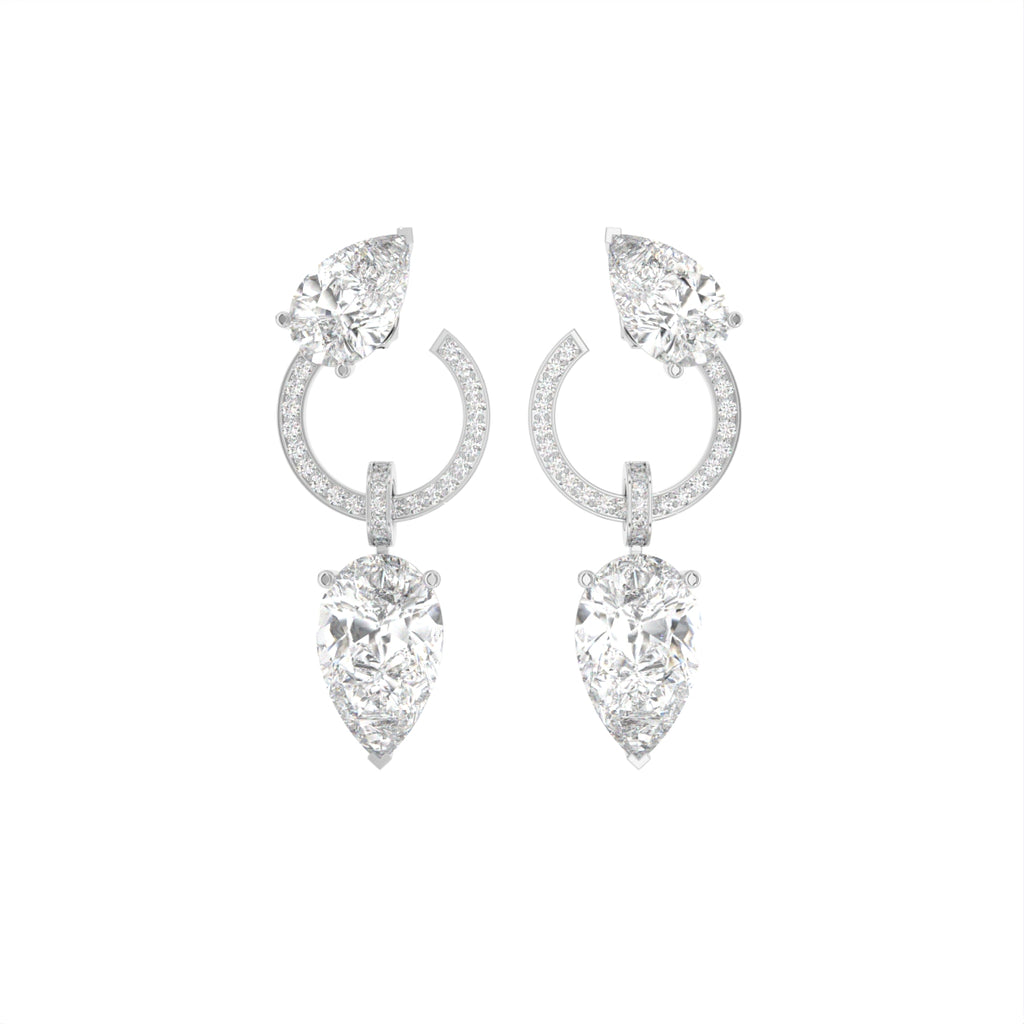 18K Pear Diamond Drop Earrings — TOP