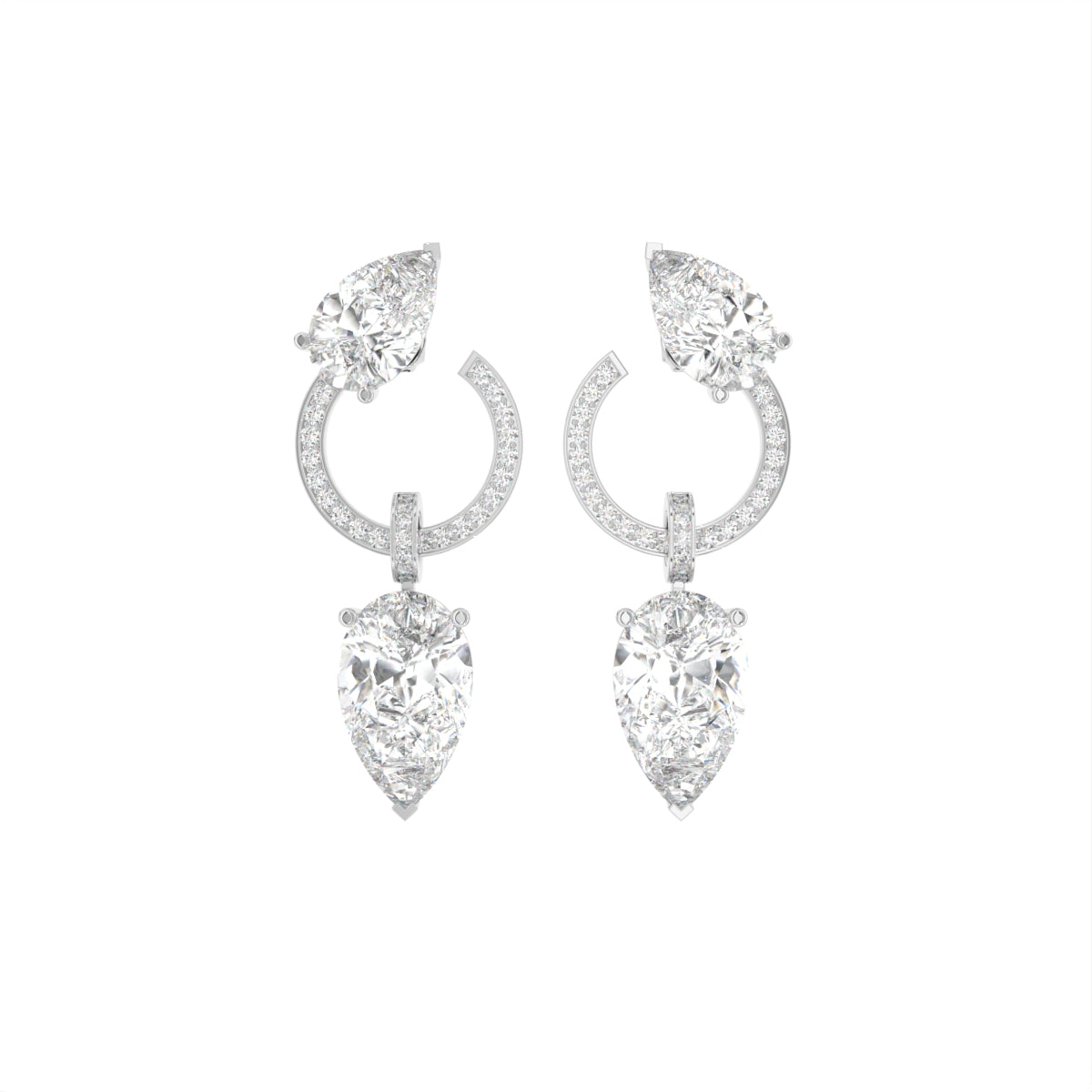 18K Pear Diamond Drop Earrings — TOP