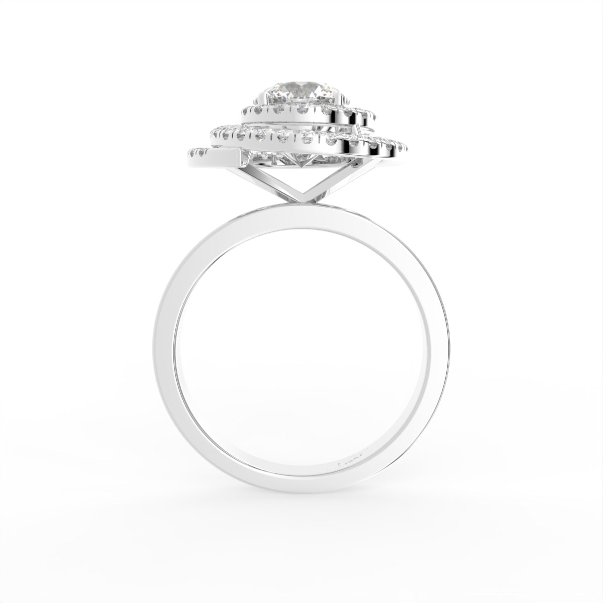 18K Halo Round Diamond Engagement Ring — FRONT
