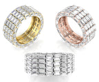 18K White Gold Baguette Diamond Ring — 3 COLOR