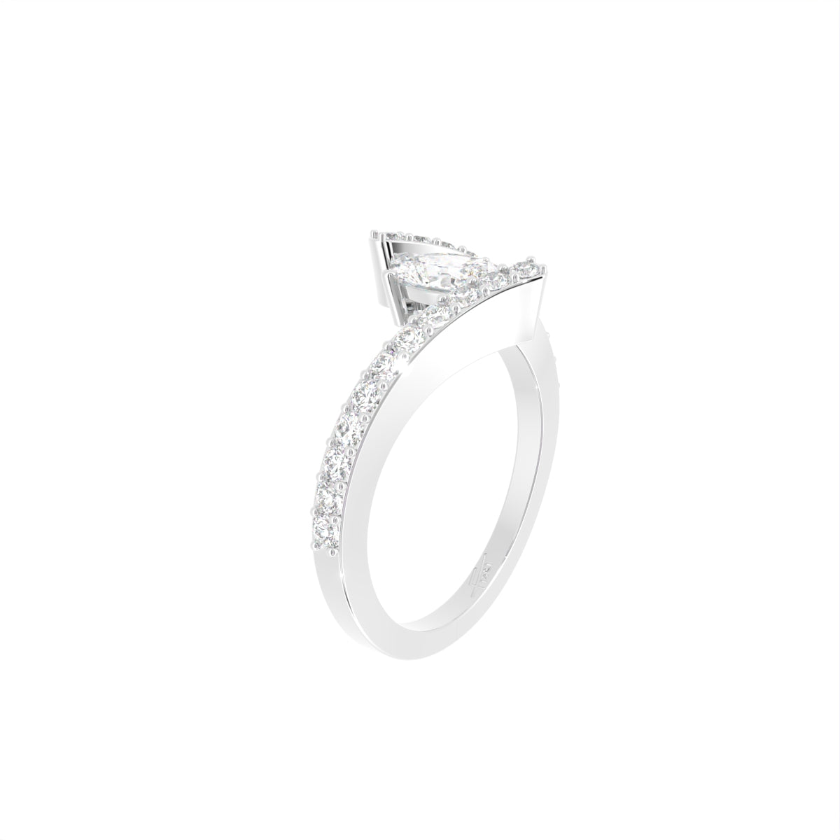 18K Bespoke Oval Diamond Ring — 3D VIEW
