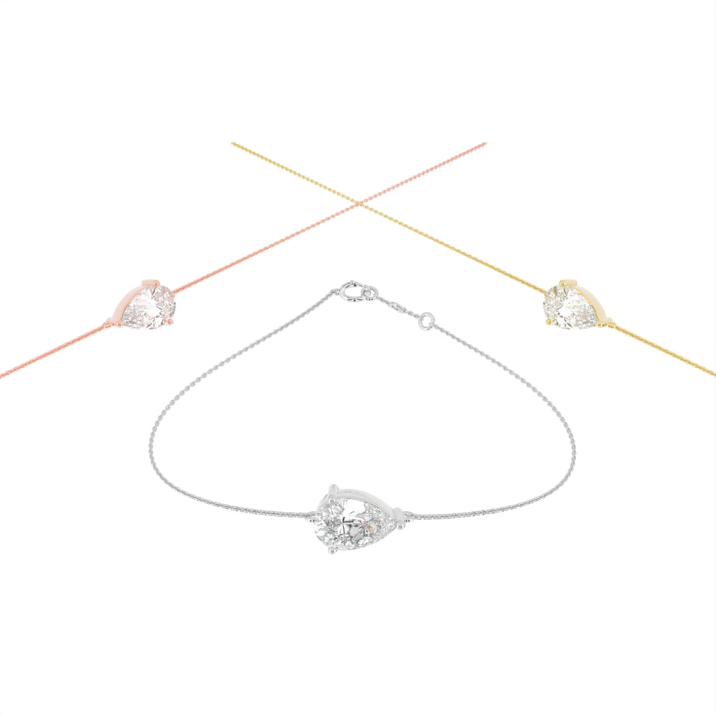 18K Gold Pear Diamond Bracelet — 3 COLOR