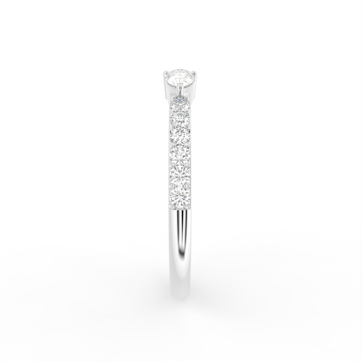 18K Bespoke Pear Diamond Ring — SIDE