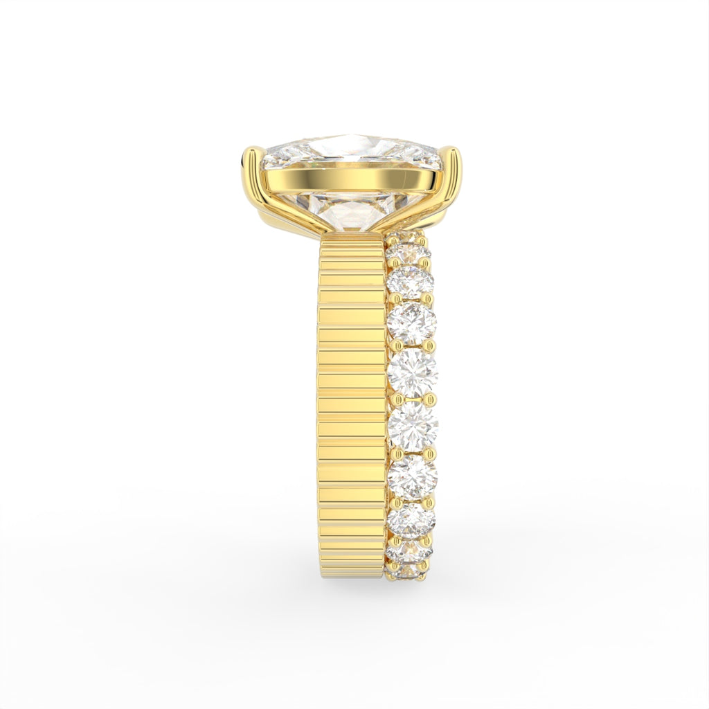 Sterling Silver Emerald Diamond Ring — 3D / RIGHT